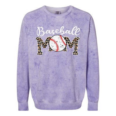 Leopard Baseball Mom Life Game Day Mothers Day Colorblast Crewneck Sweatshirt