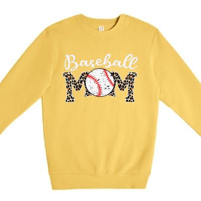 Leopard Baseball Mom Life Game Day Mothers Day Premium Crewneck Sweatshirt