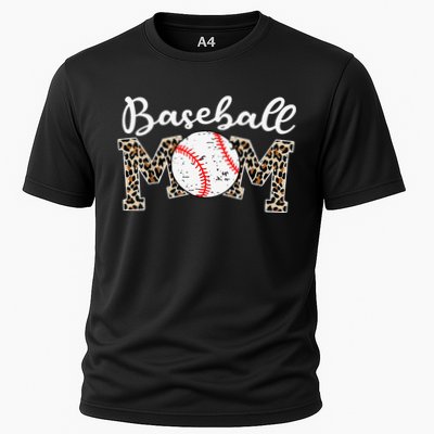 Leopard Baseball Mom Life Game Day Mothers Day Cooling Performance Crew T-Shirt