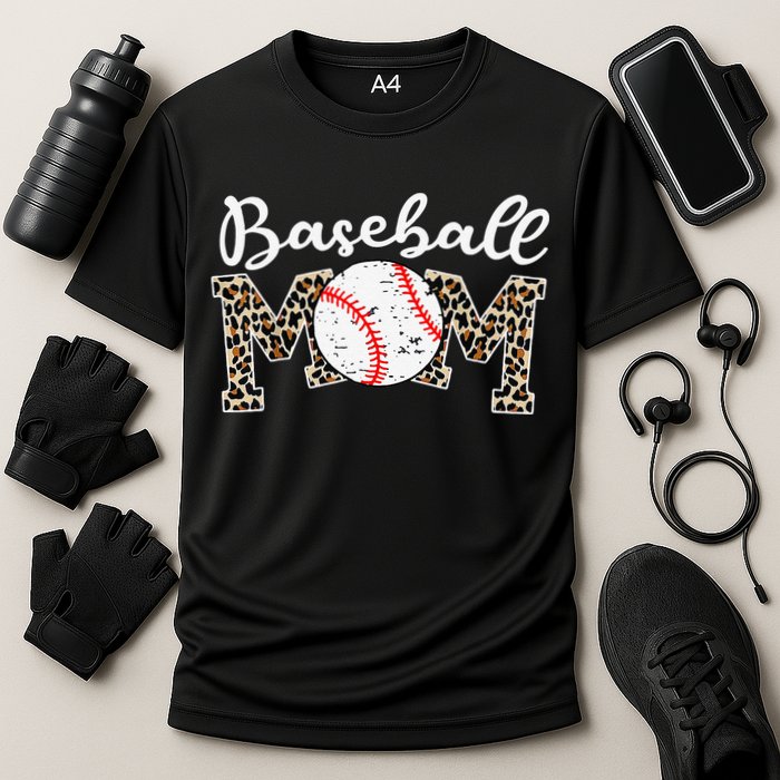 Leopard Baseball Mom Life Game Day Mothers Day Cooling Performance Crew T-Shirt