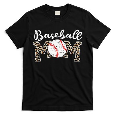 Leopard Baseball Mom Life Game Day Mothers Day T-Shirt
