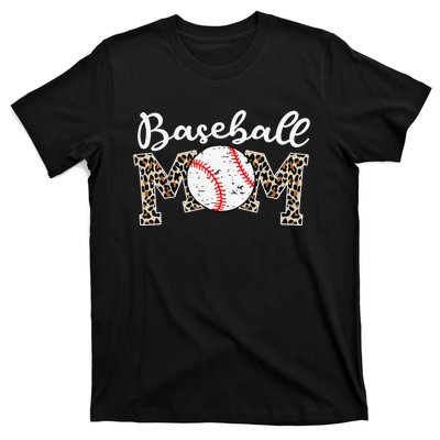 Leopard Baseball Mom Life Game Day Mothers Day T-Shirt