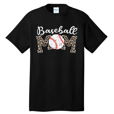 Leopard Baseball Mom Life Game Day Mothers Day Tall T-Shirt