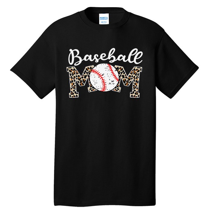 Leopard Baseball Mom Life Game Day Mothers Day Tall T-Shirt