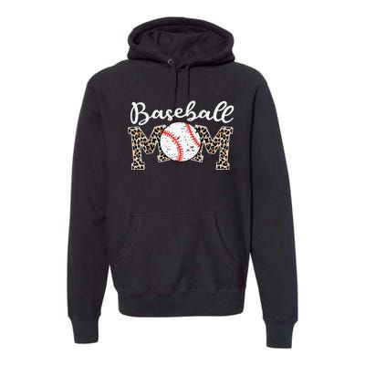 Leopard Baseball Mom Life Game Day Mothers Day Premium Hoodie