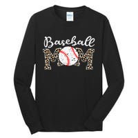 Leopard Baseball Mom Life Game Day Mothers Day Tall Long Sleeve T-Shirt