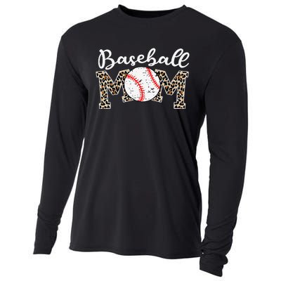 Leopard Baseball Mom Life Game Day Mothers Day Cooling Performance Long Sleeve Crew