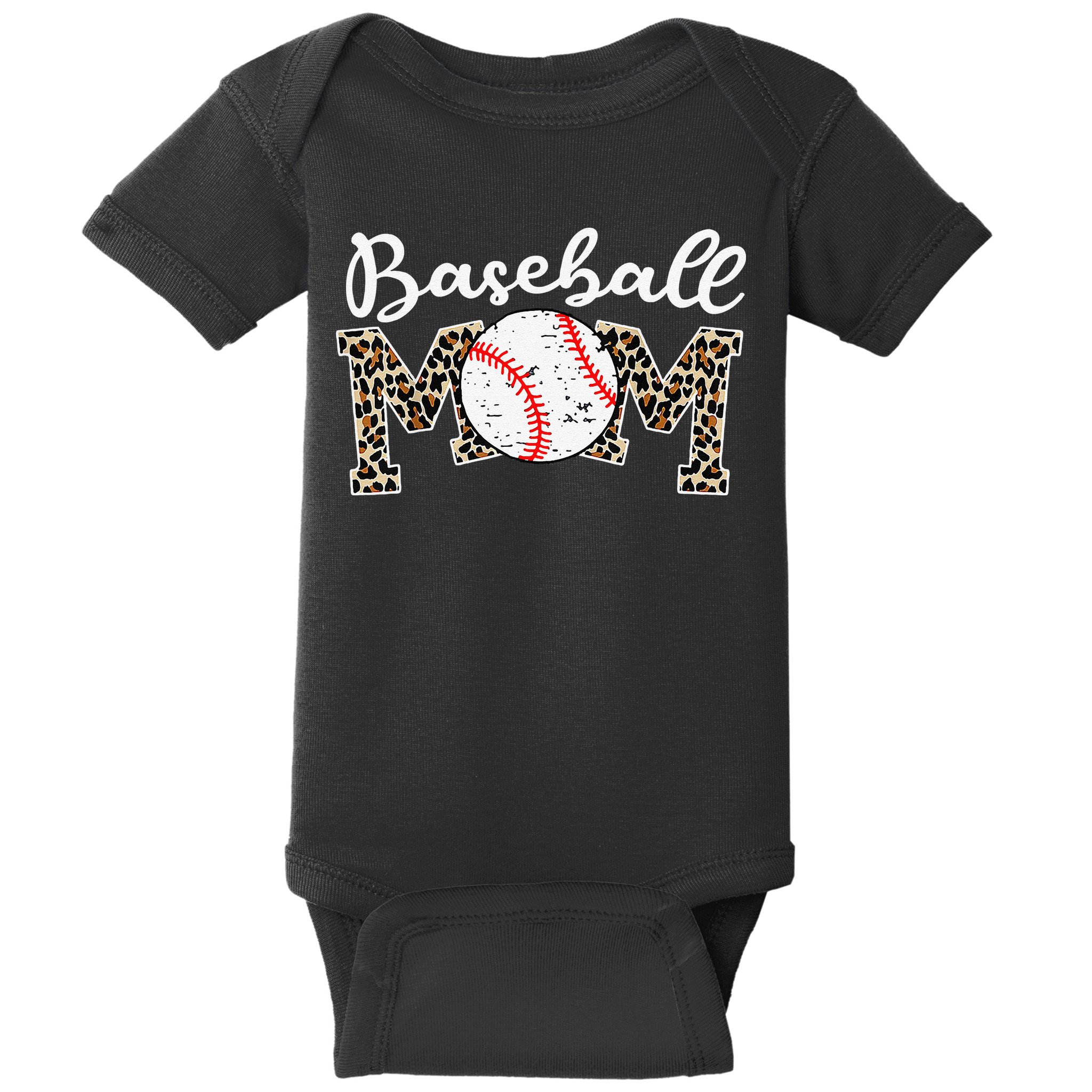Leopard Baseball Mom Life Game Day Mothers Day Baby Bodysuit