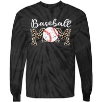 Leopard Baseball Mom Life Game Day Mothers Day Tie-Dye Long Sleeve Shirt