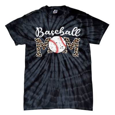 Leopard Baseball Mom Life Game Day Mothers Day Tie-Dye T-Shirt