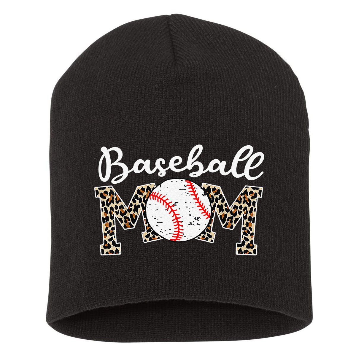 Leopard Baseball Mom Life Game Day Mothers Day Short Acrylic Beanie