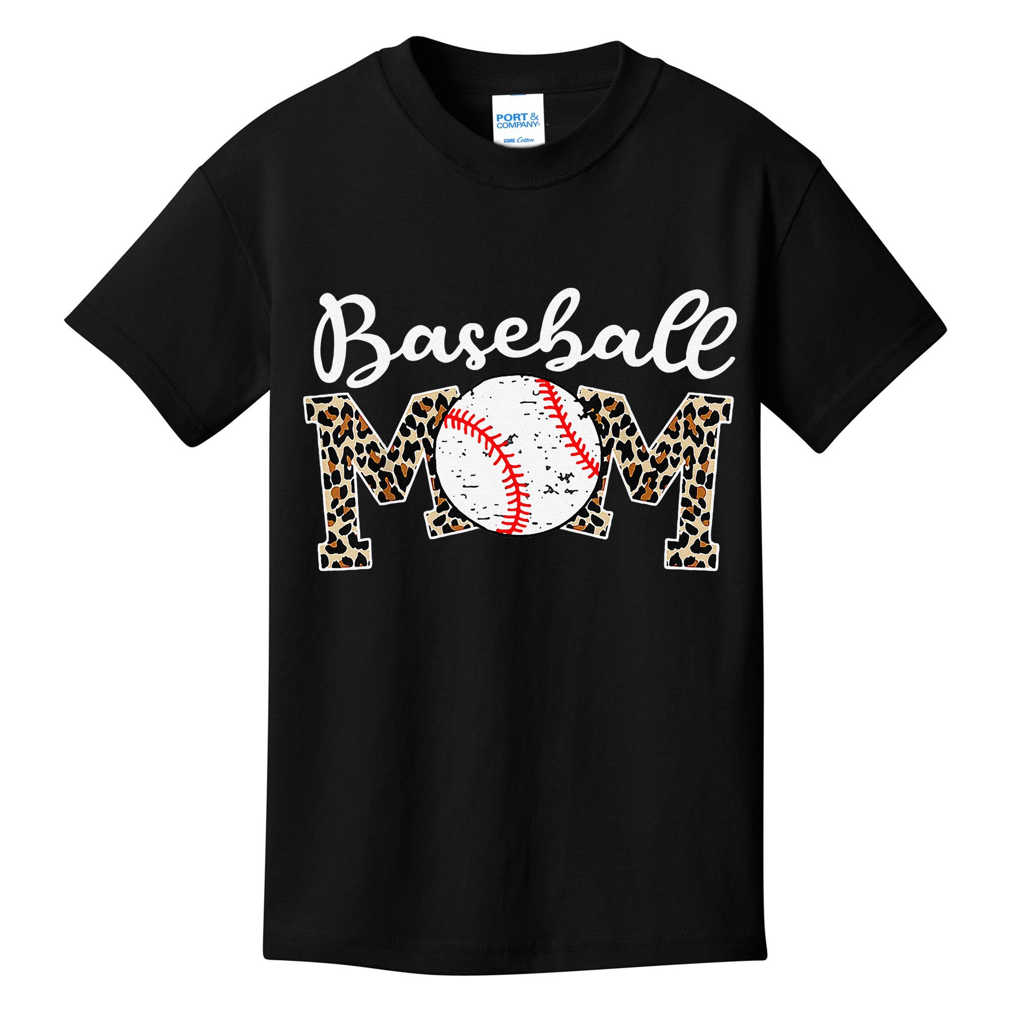 Leopard Baseball Mom Life Game Day Mothers Day Kids T-Shirt