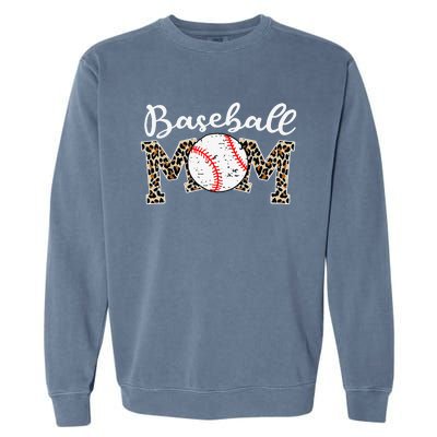 Leopard Baseball Mom Life Game Day Mothers Day Garment-Dyed Sweatshirt