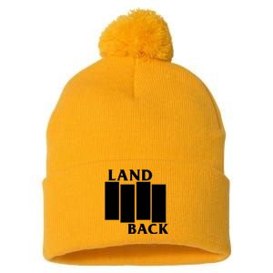 Land Back Movement, Native American LandBack Pom Pom 12in Knit Beanie