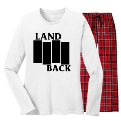 Land Back Movement, Native American LandBack Women's Long Sleeve Flannel Pajama Set 