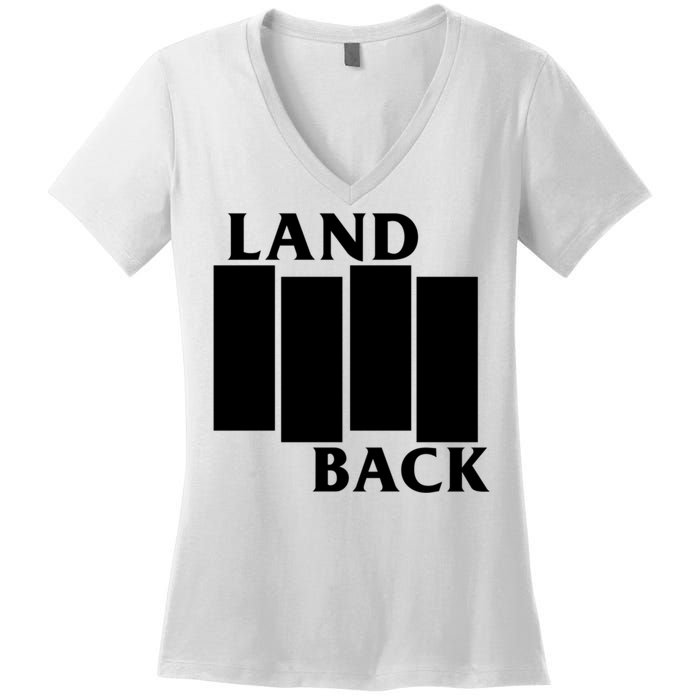 Land Back Movement, Native American LandBack Women's V-Neck T-Shirt