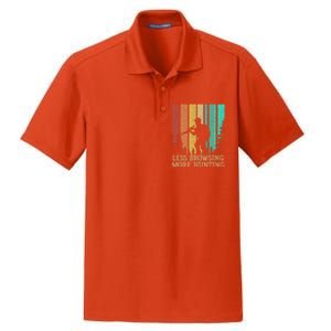 Less Browsing More Hunting Wildlife Vacation Outdoor Gift Dry Zone Grid Polo