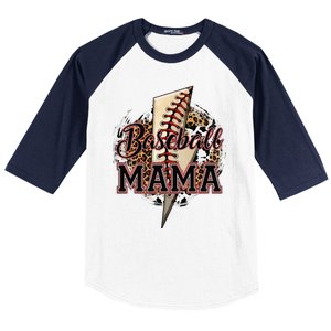 Leopard Baseball Mama Lightning Bolt Sport Mom Mother's Day Baseball Sleeve Shirt