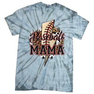 Leopard Baseball Mama Lightning Bolt Sport Mom Mother's Day Tie-Dye T-Shirt