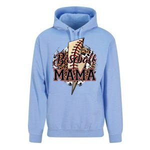 Leopard Baseball Mama Lightning Bolt Sport Mom Mother's Day Unisex Surf Hoodie