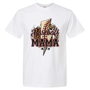 Leopard Baseball Mama Lightning Bolt Sport Mom Mother's Day Garment-Dyed Heavyweight T-Shirt