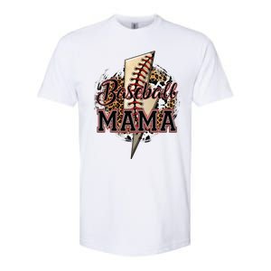 Leopard Baseball Mama Lightning Bolt Sport Mom Mother's Day Softstyle CVC T-Shirt