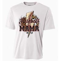 Leopard Baseball Mama Lightning Bolt Sport Mom Mother's Day Cooling Performance Crew T-Shirt