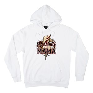 Leopard Baseball Mama Lightning Bolt Sport Mom Mother's Day Hoodie