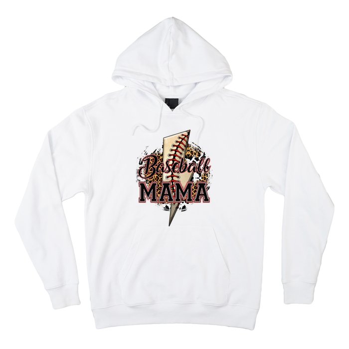 Leopard Baseball Mama Lightning Bolt Sport Mom Mother's Day Hoodie