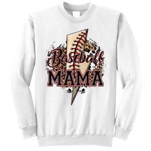 Leopard Baseball Mama Lightning Bolt Sport Mom Mother's Day Sweatshirt