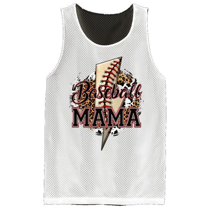 Leopard Baseball Mama Lightning Bolt Sport Mom Mother's Day Mesh Reversible Basketball Jersey Tank