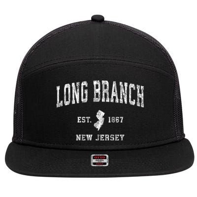 Long Branch New Jersey Nj Vintage Athletic Sports 7 Panel Mesh Trucker Snapback Hat