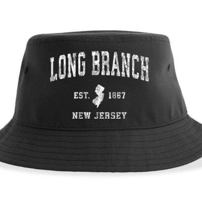 Long Branch New Jersey Nj Vintage Athletic Sports Sustainable Bucket Hat