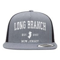 Long Branch New Jersey Nj Vintage Athletic Sports Flat Bill Trucker Hat