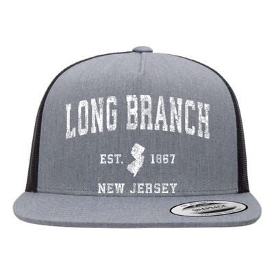 Long Branch New Jersey Nj Vintage Athletic Sports Flat Bill Trucker Hat