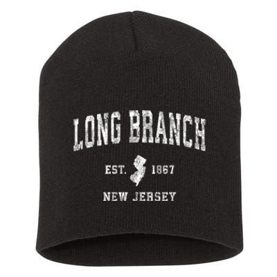 Long Branch New Jersey Nj Vintage Athletic Sports Short Acrylic Beanie