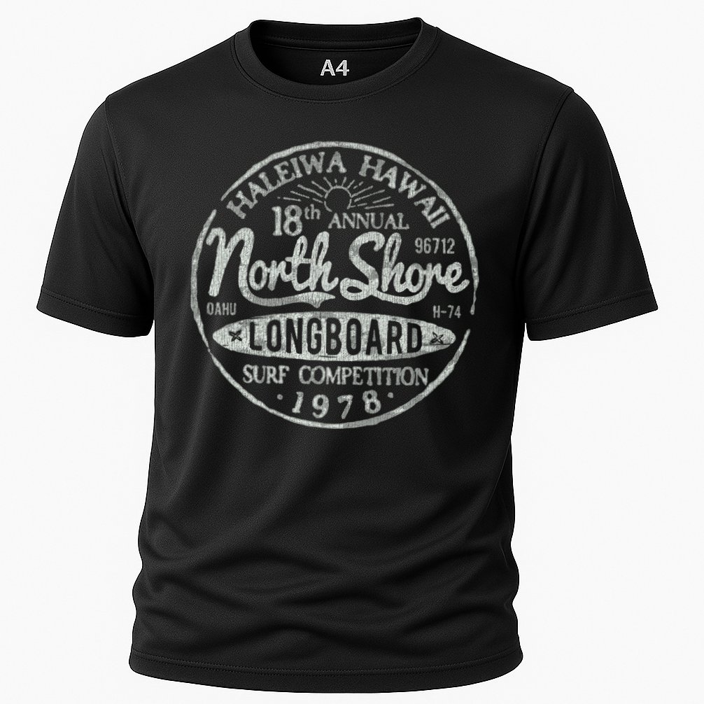 Long Board North Shore Surf Vintage Hawaii Beach Performance Shirt