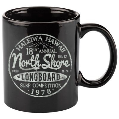 Long Board North Shore Surf Vintage Hawaii Beach 11oz C Handle Ceramic Mug