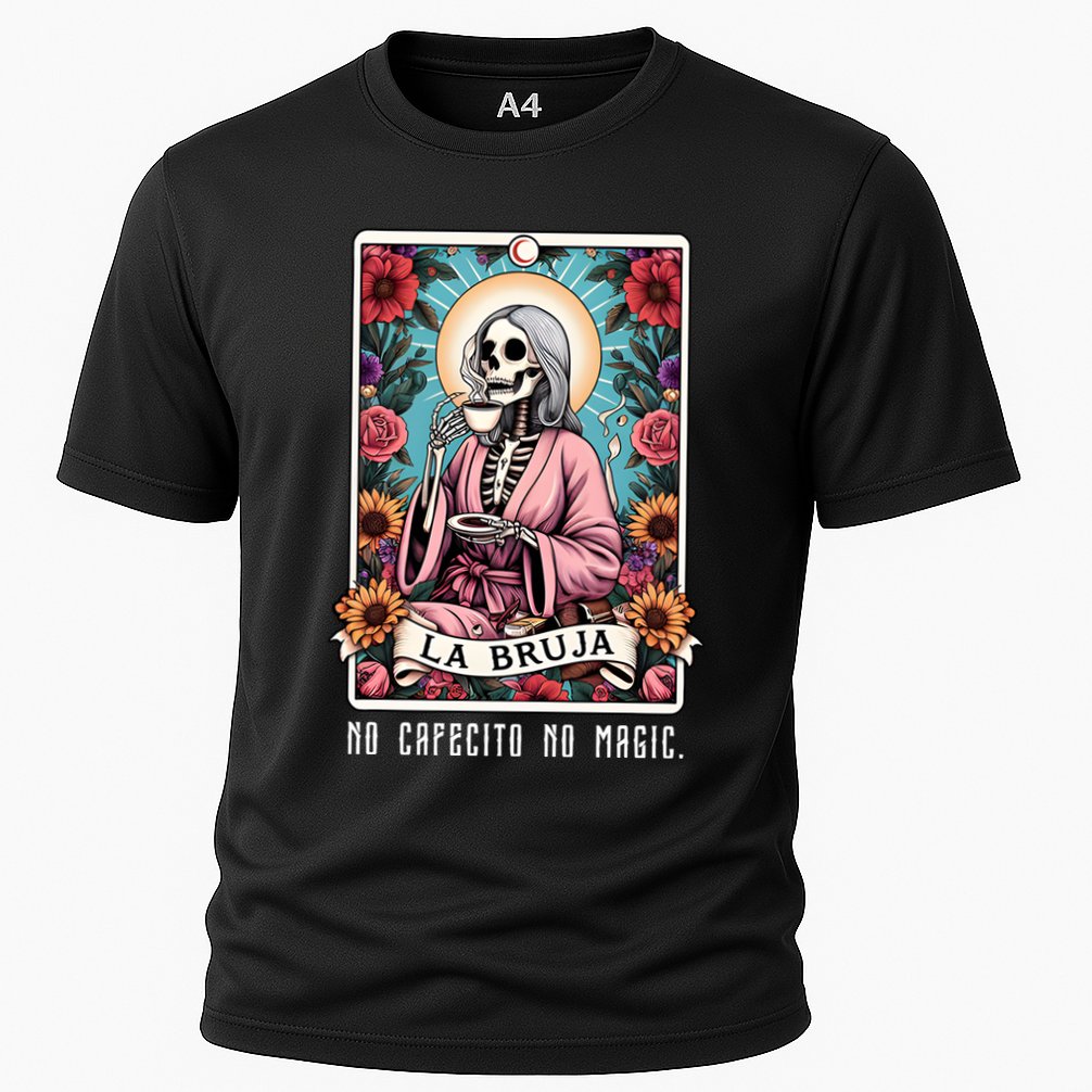 La Bruja No Cafecito No Magic Skeleton Performance Shirt