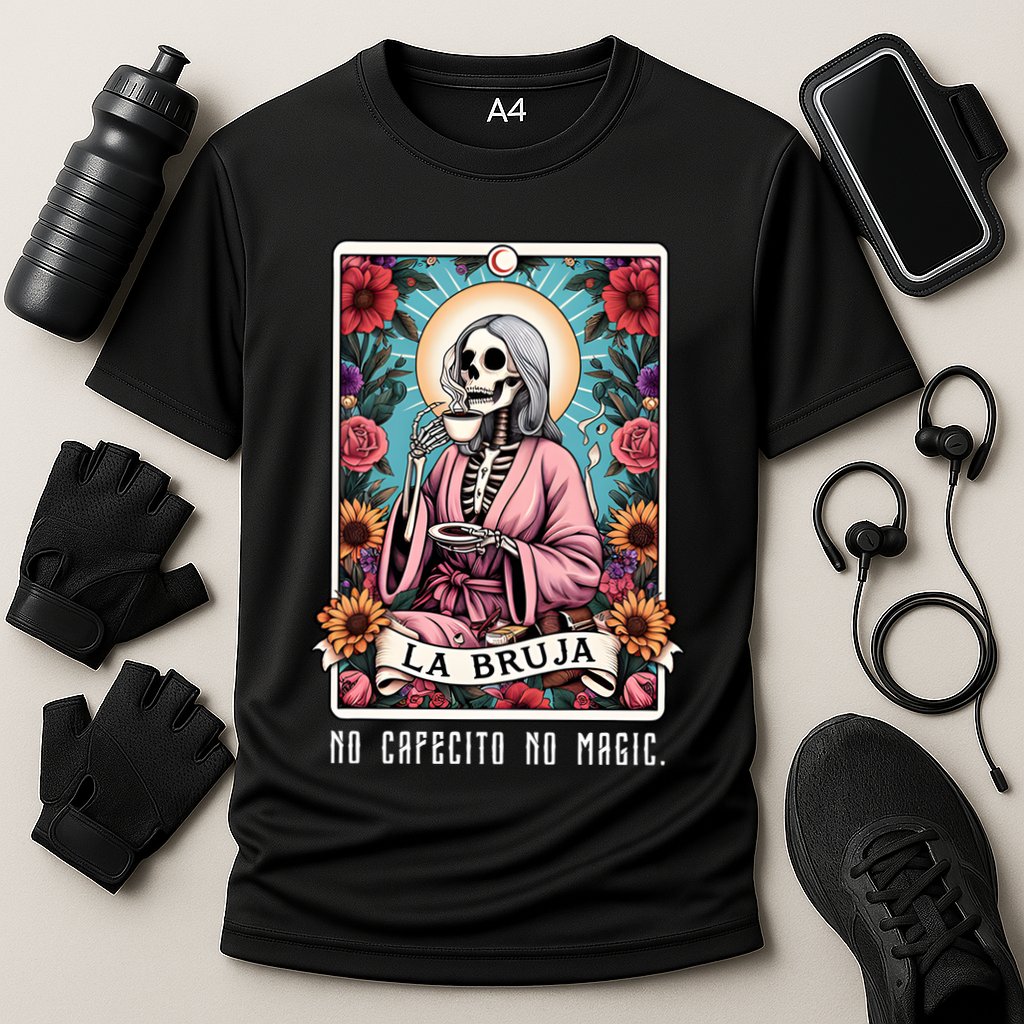 La Bruja No Cafecito No Magic Skeleton Performance Shirt