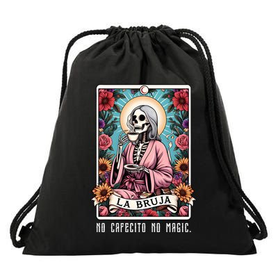 La Bruja No Cafecito No Magic Skeleton Drawstring Bag