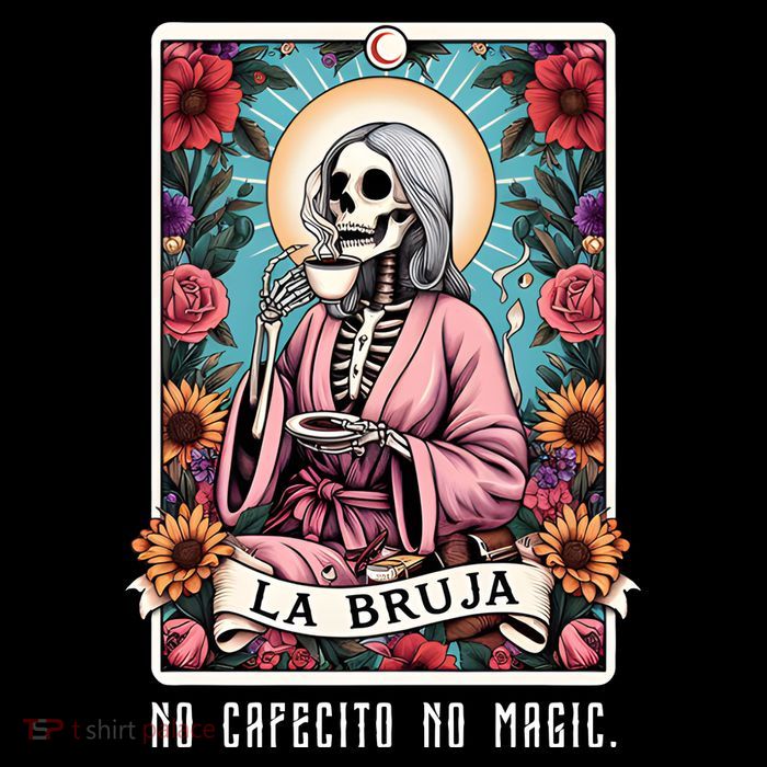 La Bruja No Cafecito No Magic Skeleton Pom Pom 12in Knit Beanie
