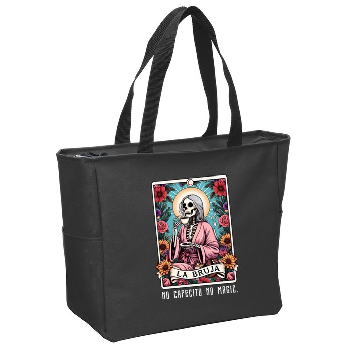 La Bruja No Cafecito No Magic Skeleton Zip Tote Bag
