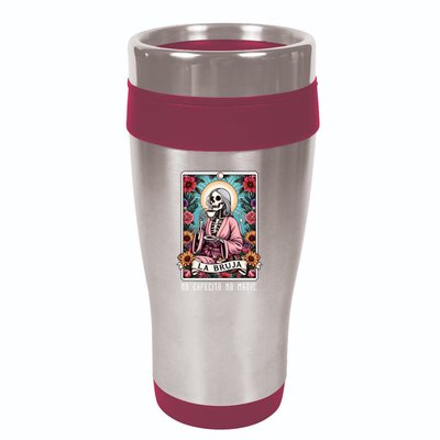 La Bruja No Cafecito No Magic Skeleton 16oz Travel Tumbler