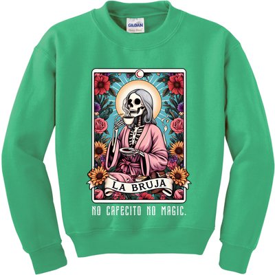 La Bruja No Cafecito No Magic Skeleton Kids Sweatshirt