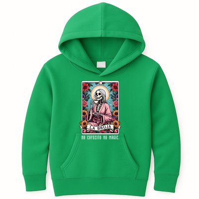 La Bruja No Cafecito No Magic Skeleton Kids Hoodie