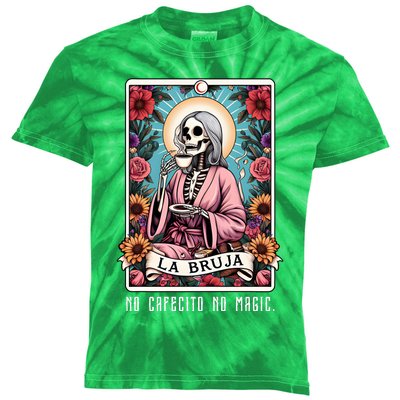 La Bruja No Cafecito No Magic Skeleton Kids Tie-Dye T-Shirt