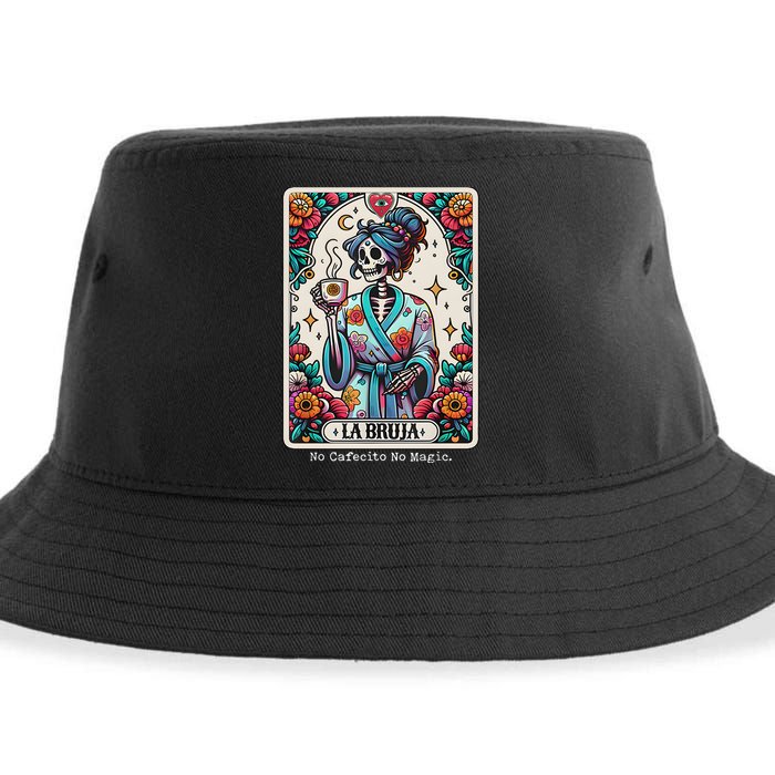 La Bruja No Cafecito No Magic Skeleton Sustainable Bucket Hat