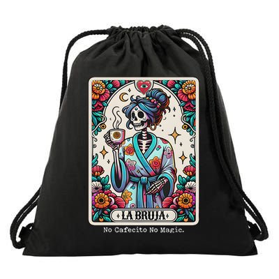 La Bruja No Cafecito No Magic Skeleton Drawstring Bag