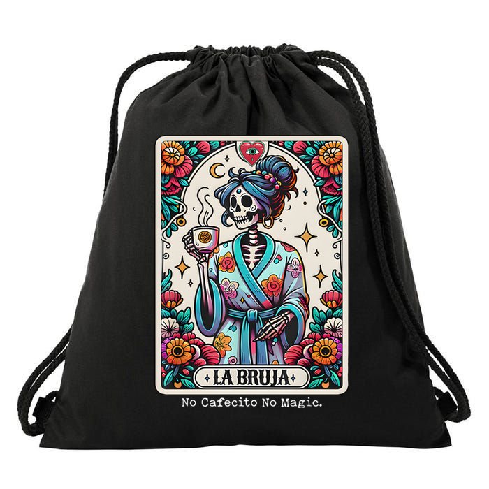 La Bruja No Cafecito No Magic Skeleton Drawstring Bag